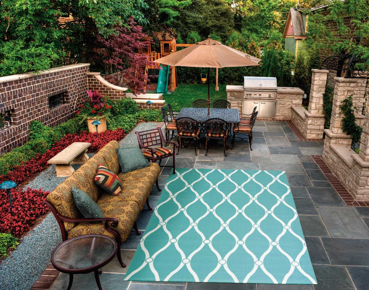 Home & Garden RS089 Aqua Rug - room scene