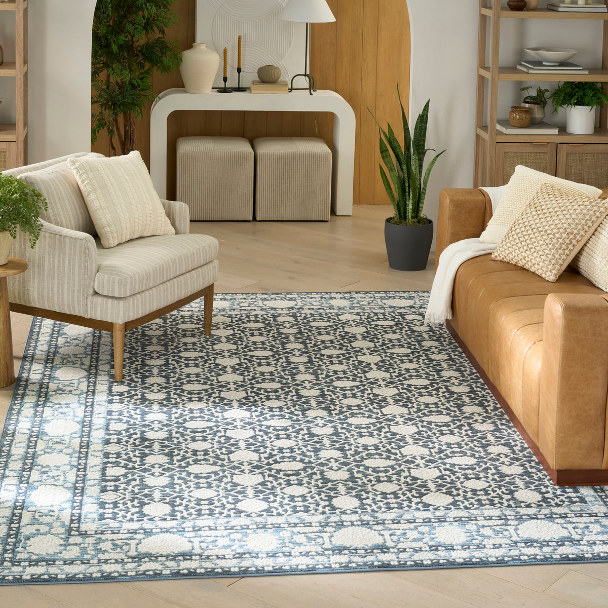 Grace GCE01 Blue Rug - room scene