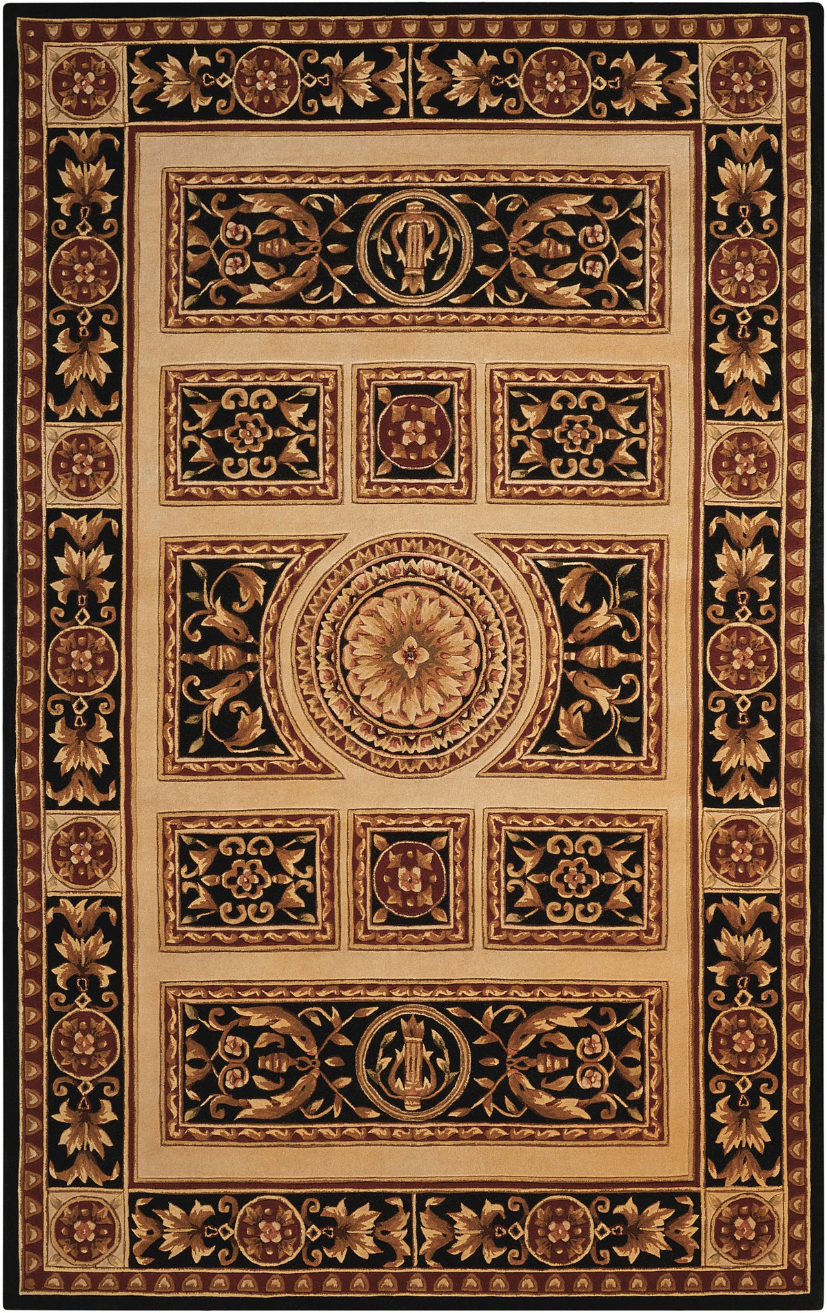 Versailles Palace VP21 Ivory Black Rug - Rectangle
