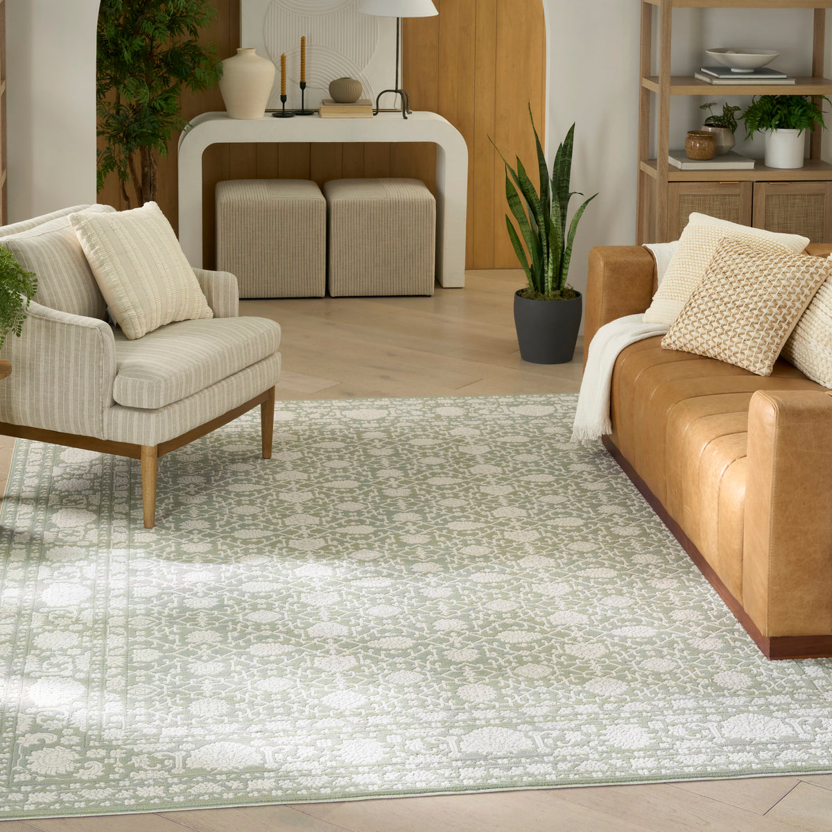 Grace GCE01 Sage Rug - room scene