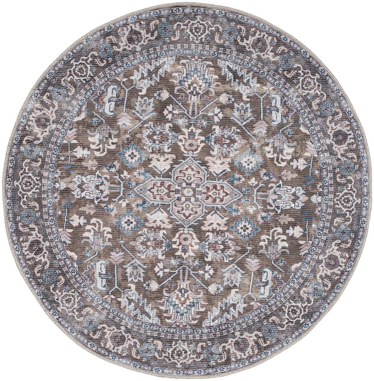 New Concept Washables SR104 Olive Ivory Rug - Round
