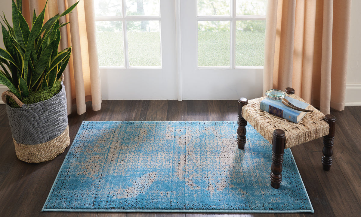 Karma KRM01 Blue Rug - room scene