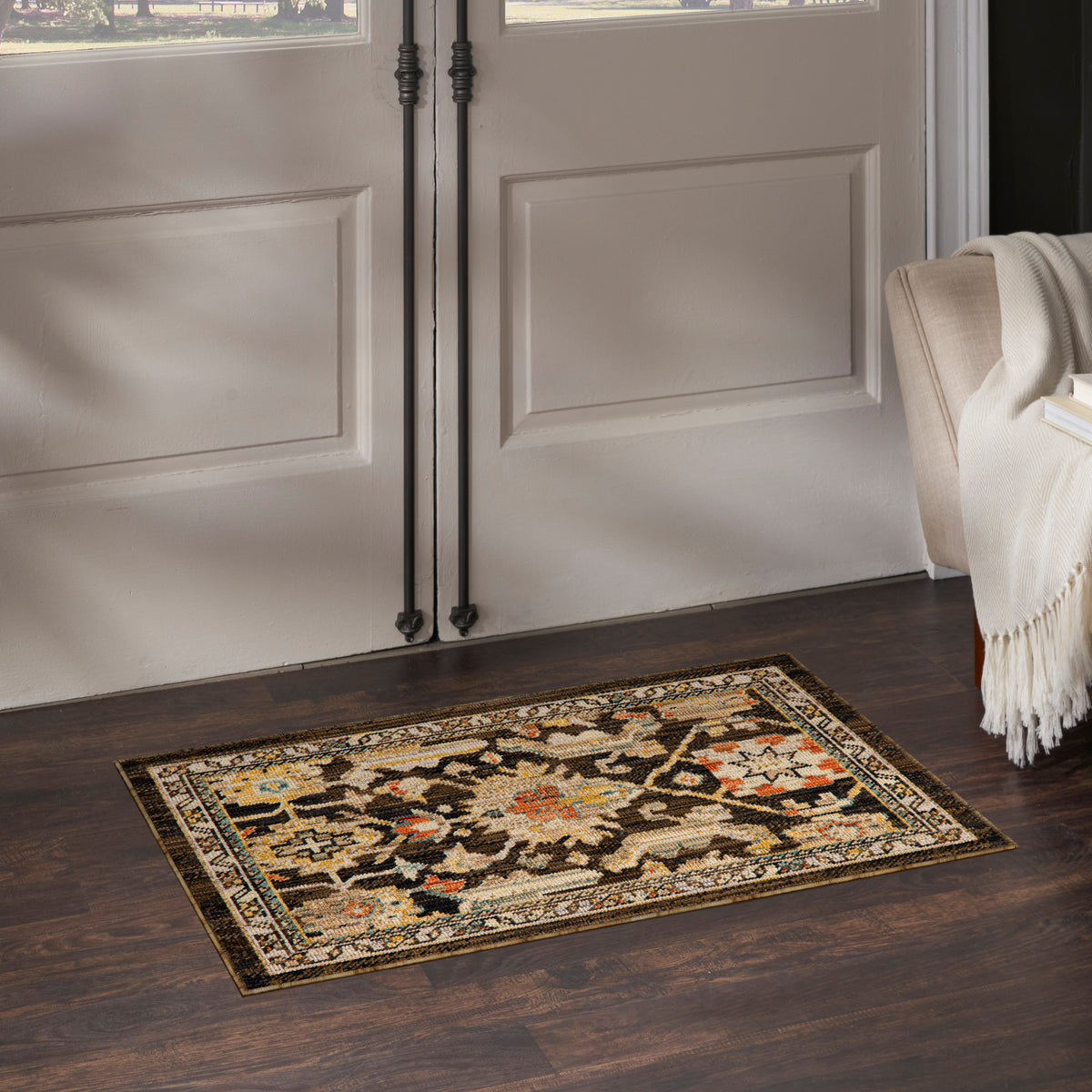 Antique Bloom ANB02 Mocha Multicolor Rug - room scene