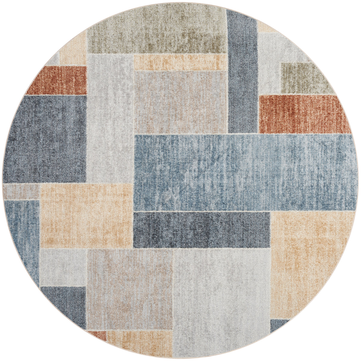 Astra Machine Washable ASW09 Multicolor Rug - Round
