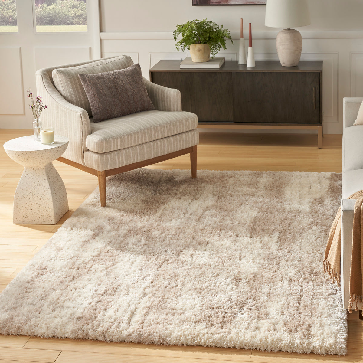 Dreamy Shag DRS01 Ivory Beige Rug - room scene