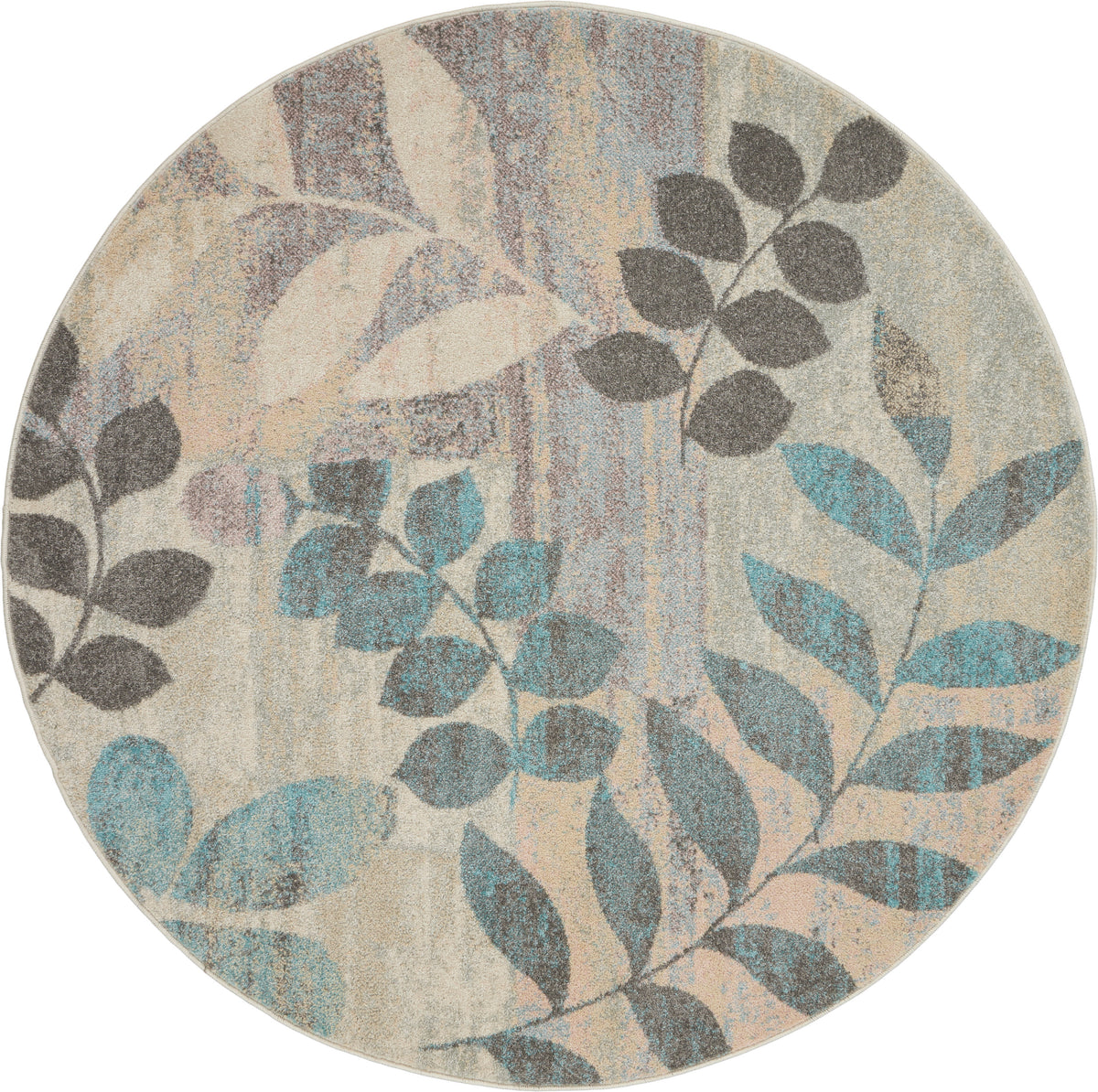 Tranquil TRA01 Ivory Light Blue Rug - Round