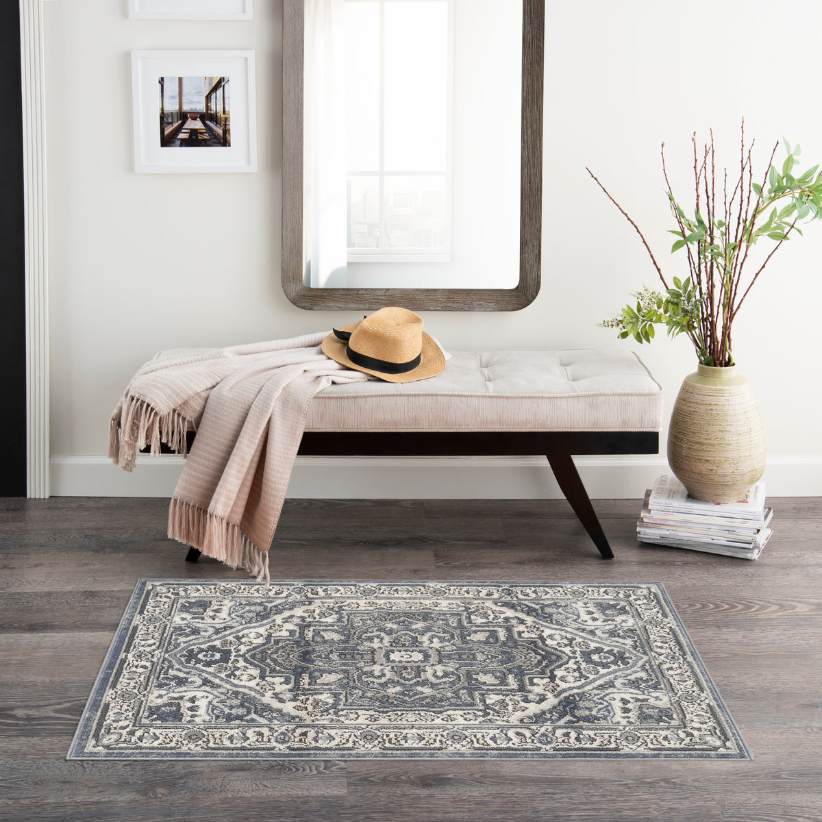 Quarry QUA18 Navy Ivory Rug - room scene