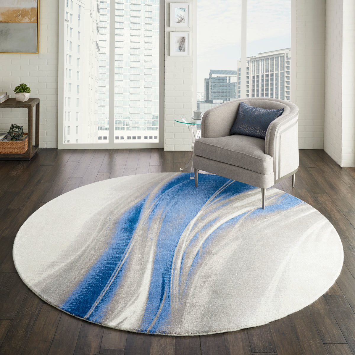 Twilight TWI28 Ivory Grey Blue Rug - room scene