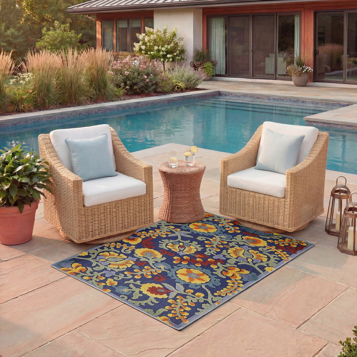 Aloha ALH17 Navy Multicolor Rug - room scene