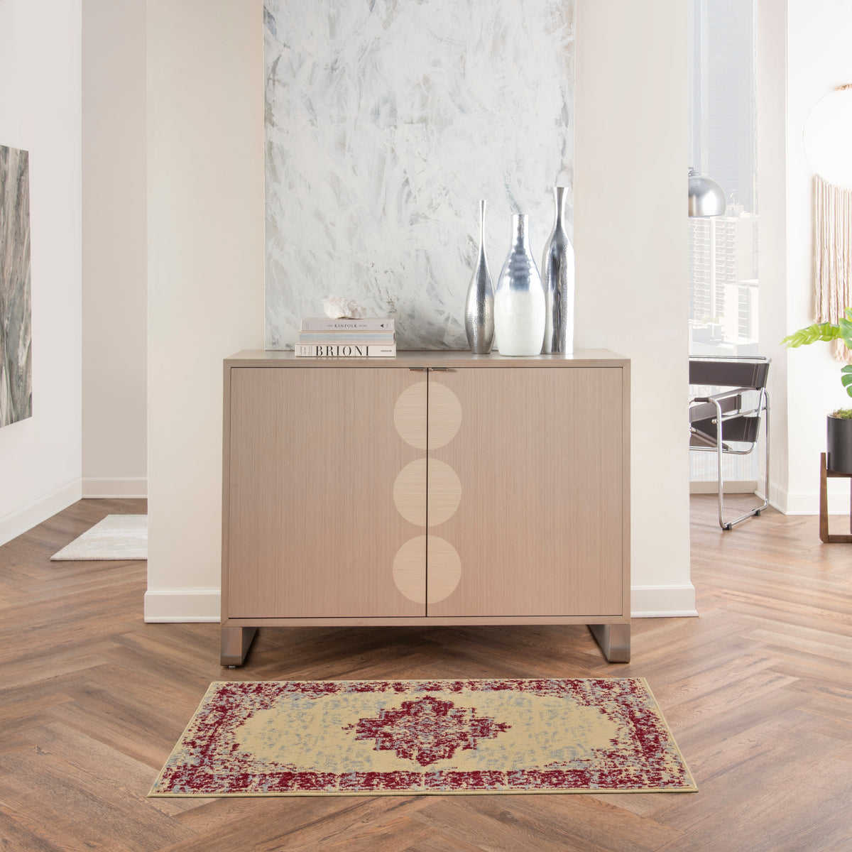Grafix GRF14 Cream Red Rug - room scene