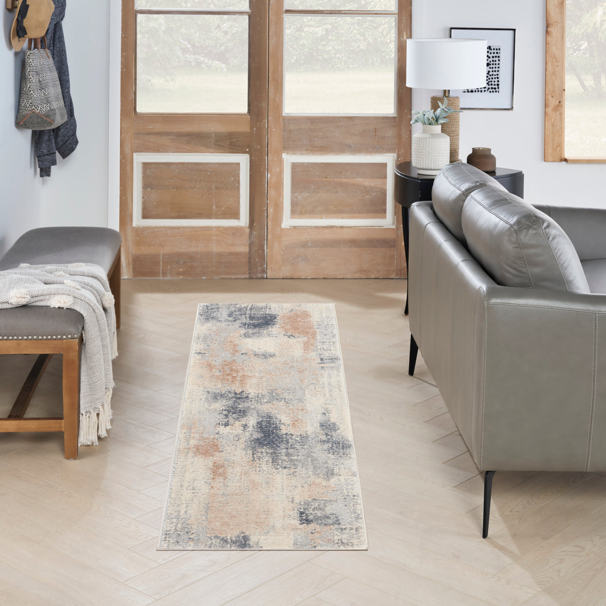 Rustic Textures RUS02 Beige Grey Rug - room scene