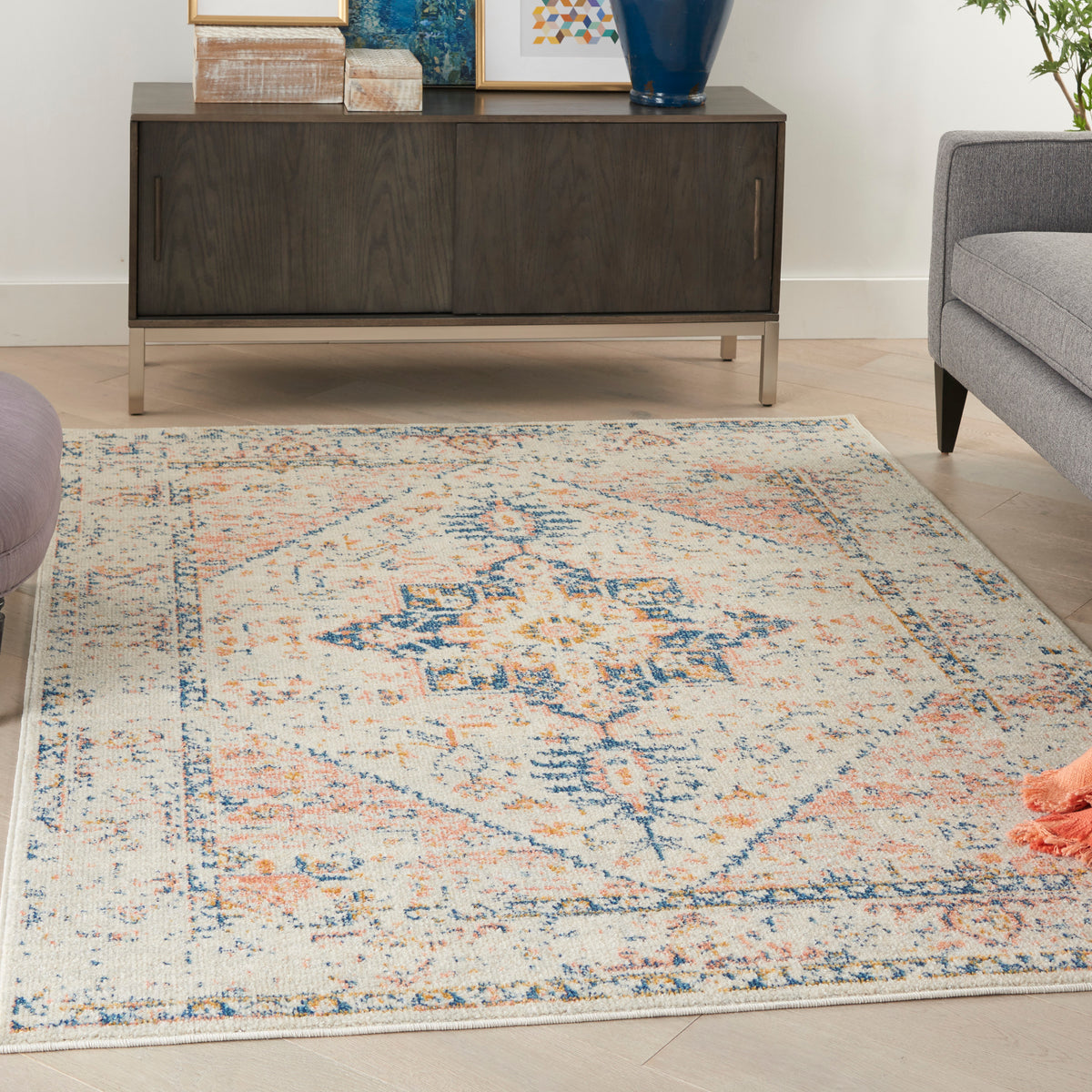 Tranquil TRA06 Ivory Multicolor Rug - room scene