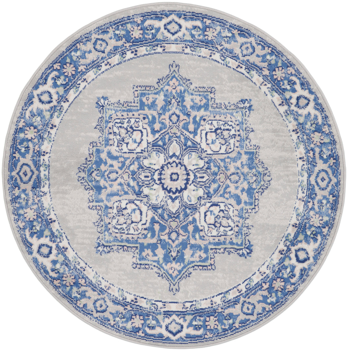 Whimsicle WHS03 Grey Blue Rug - Round
