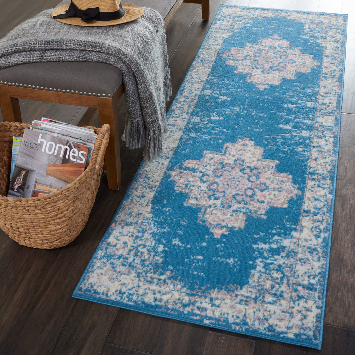 Grafix GRF14 Blue Rug - room scene