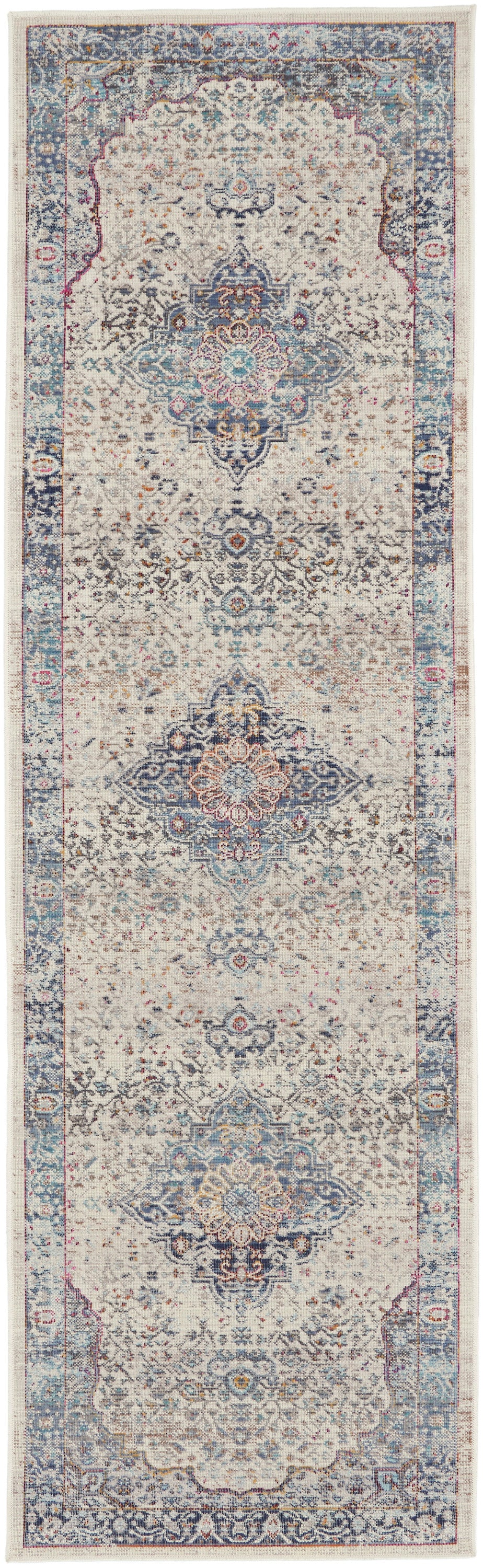 Vintage Kashan VKA07 Ivory Blue Rug - Runner