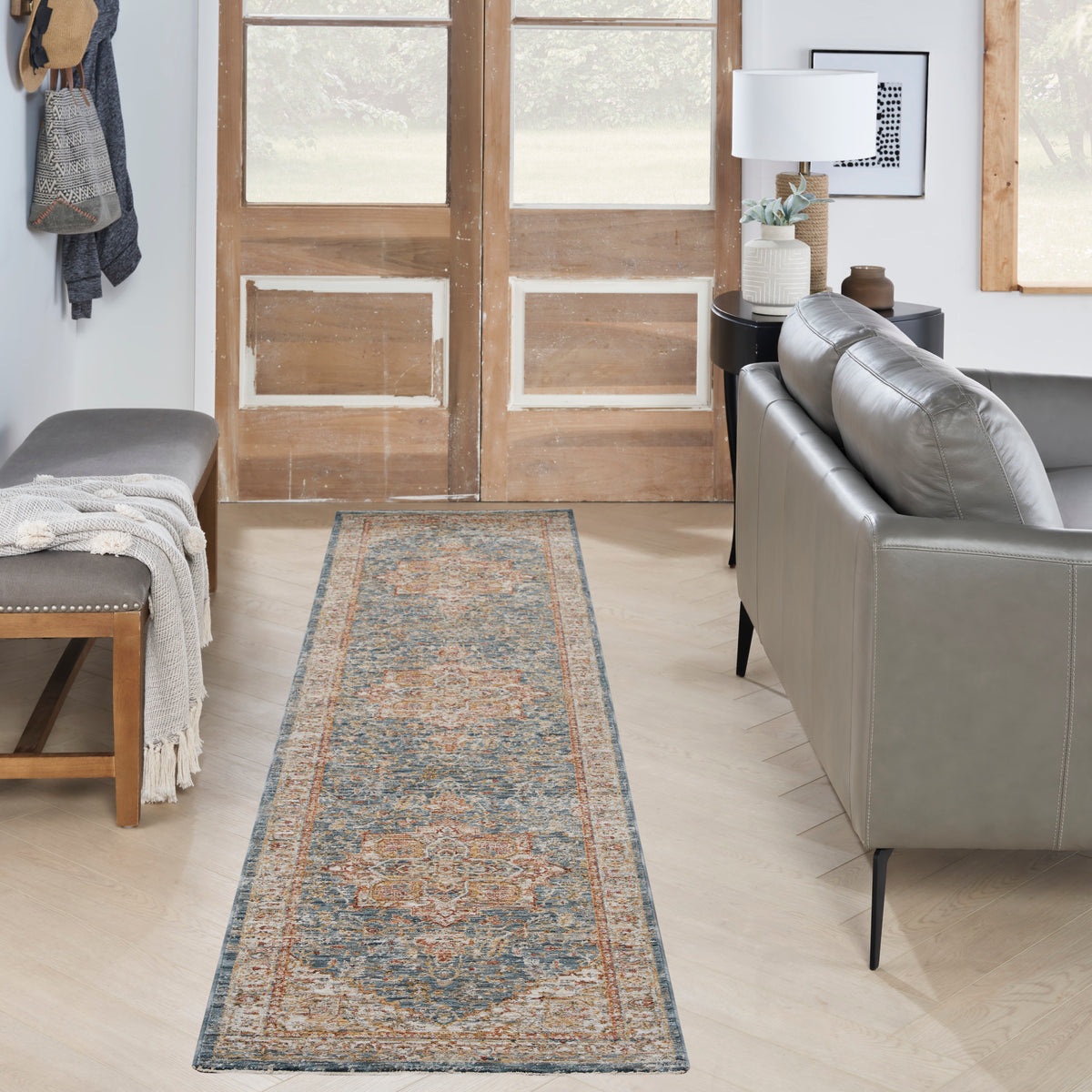 Sahar SHR06 Ivory Blue Rug - room scene