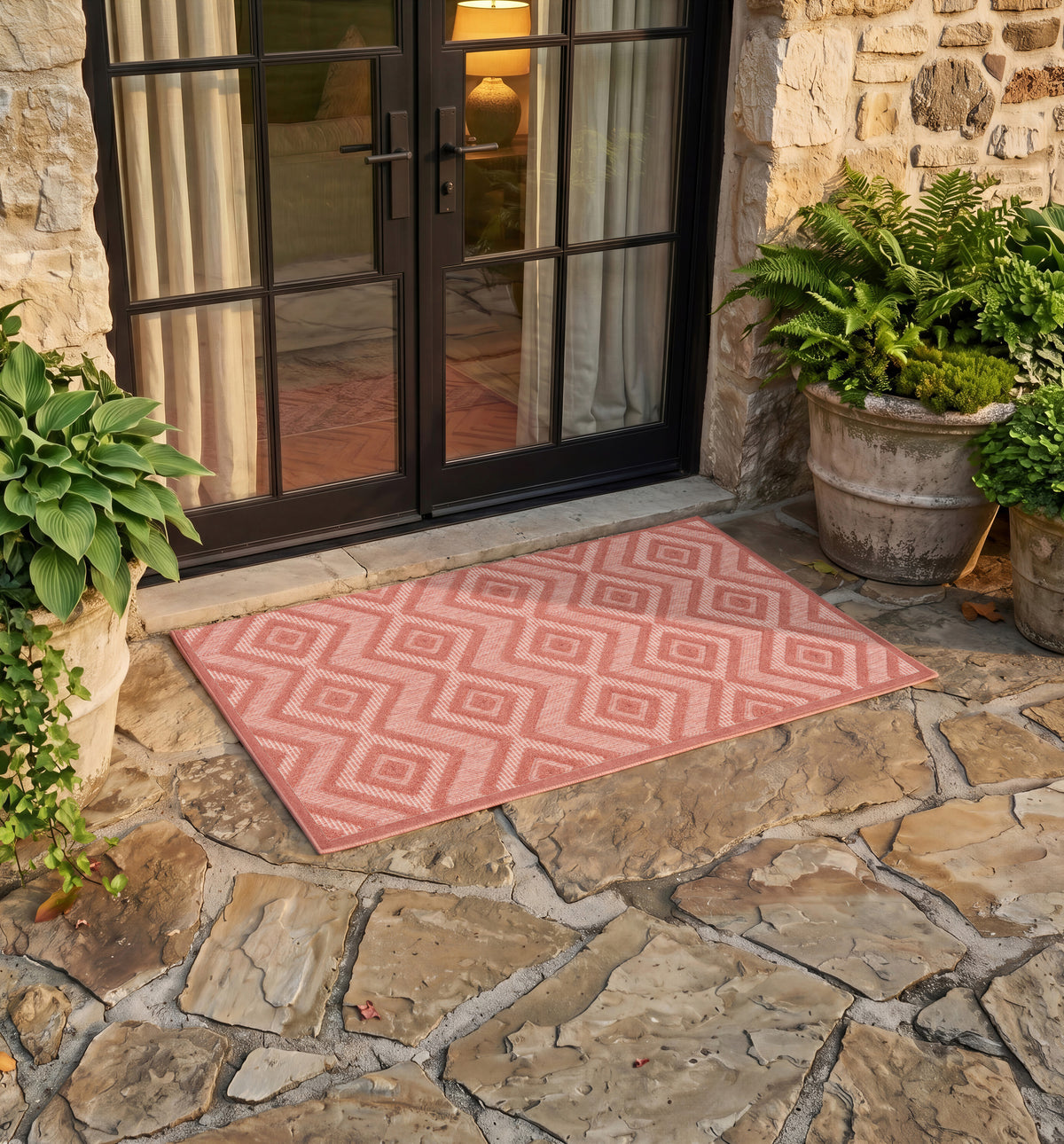 Versatile NRV01 Coral Orange Rug - room scene