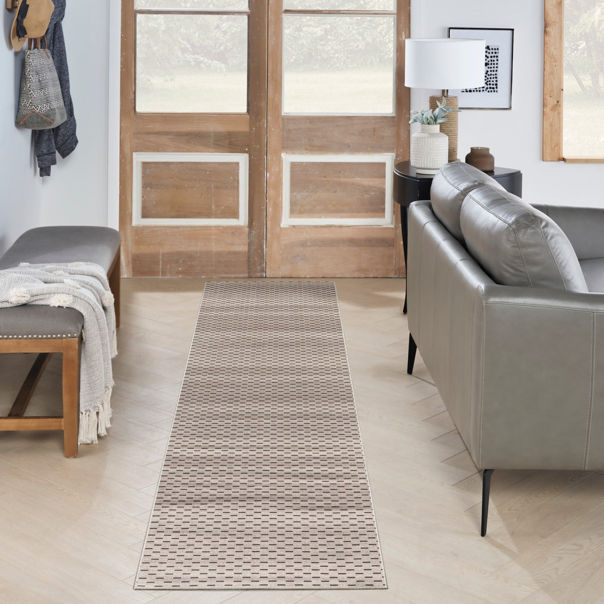 Nourison Washables NWB12 Cream Black Rug - room scene