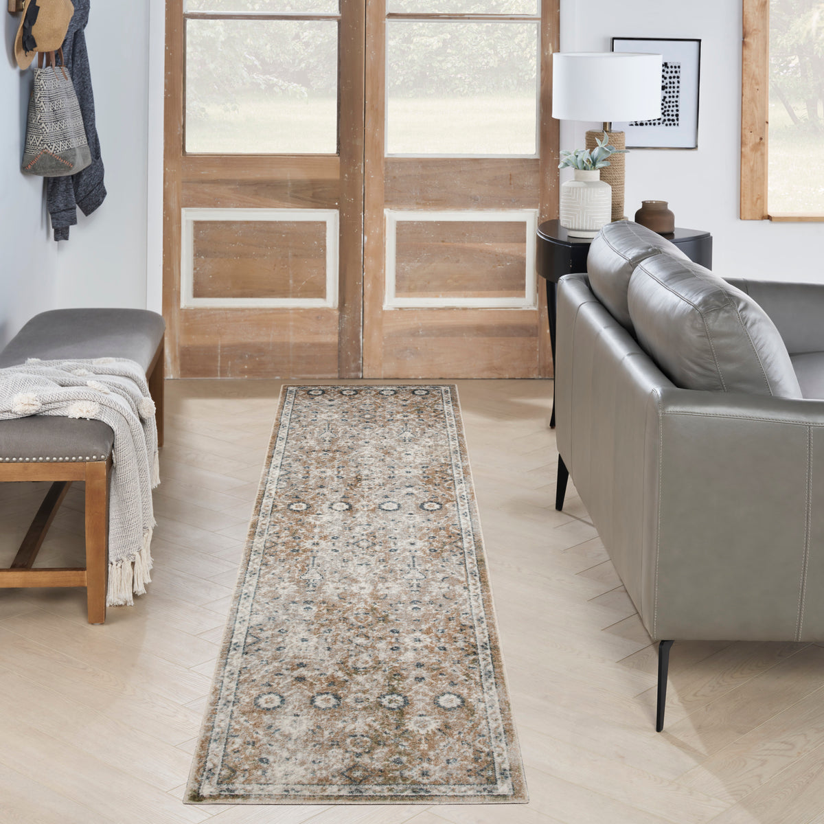 Astra Machine Washable ASW16 Gold Grey Rug - room scene