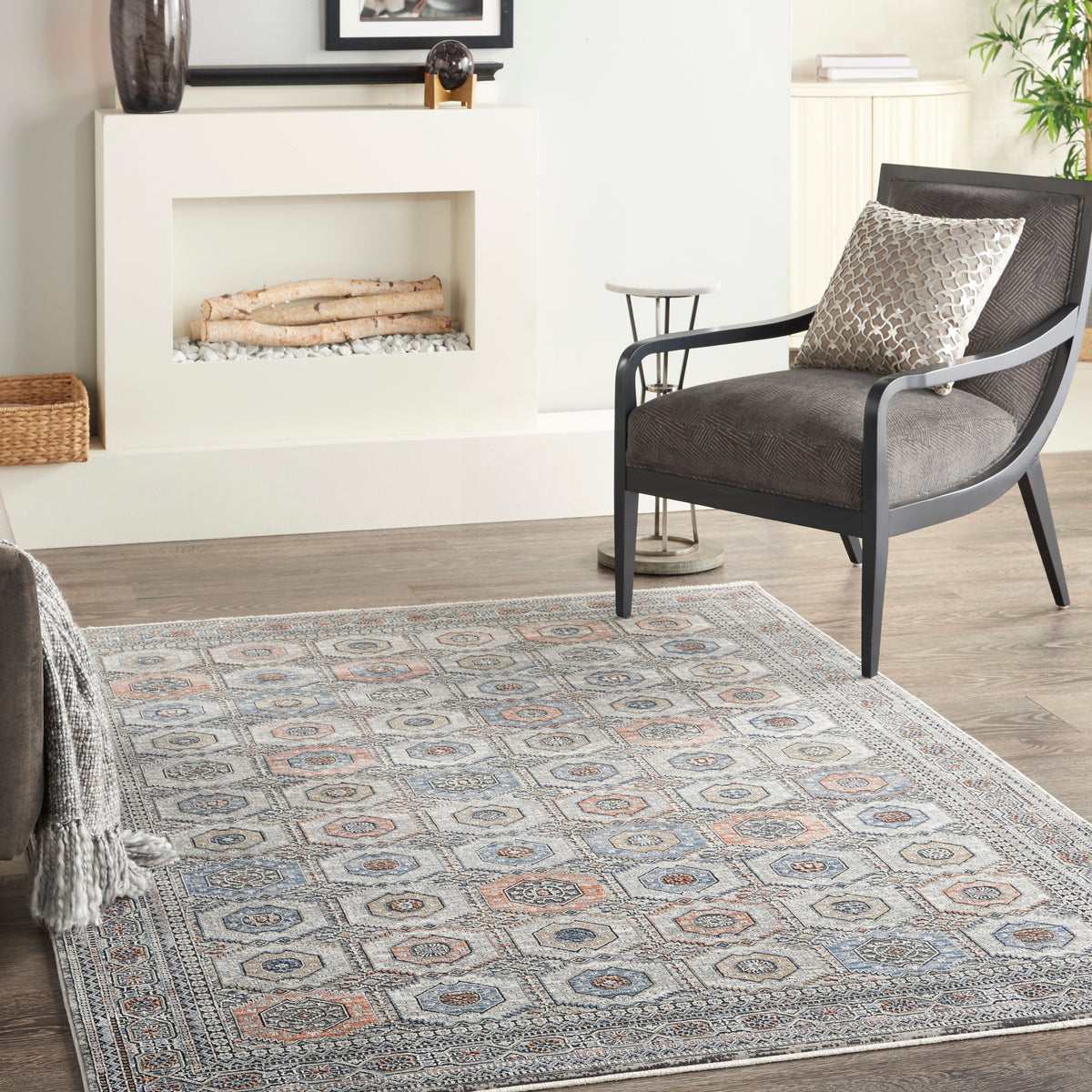 Starry Nights STN09 Grey Navy Rug - room scene