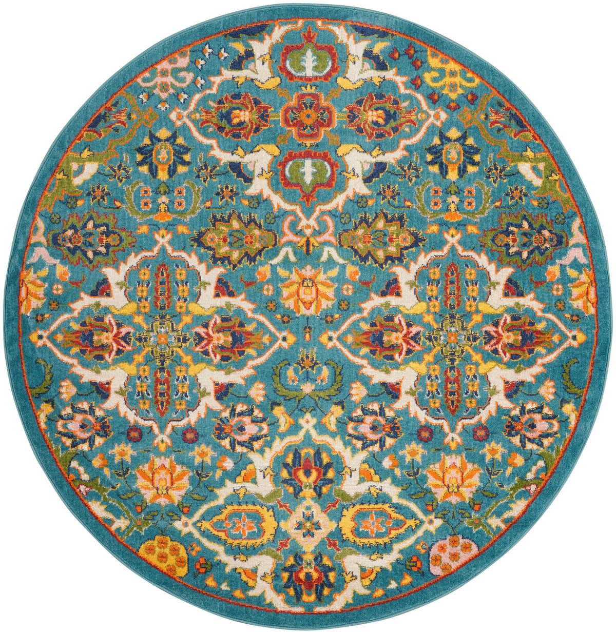 Allur ALR03 Turquoise Ivory Rug - Round