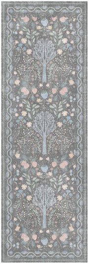 Botanical Washables BOT04 Charcoal Multicolor Rug - Runner