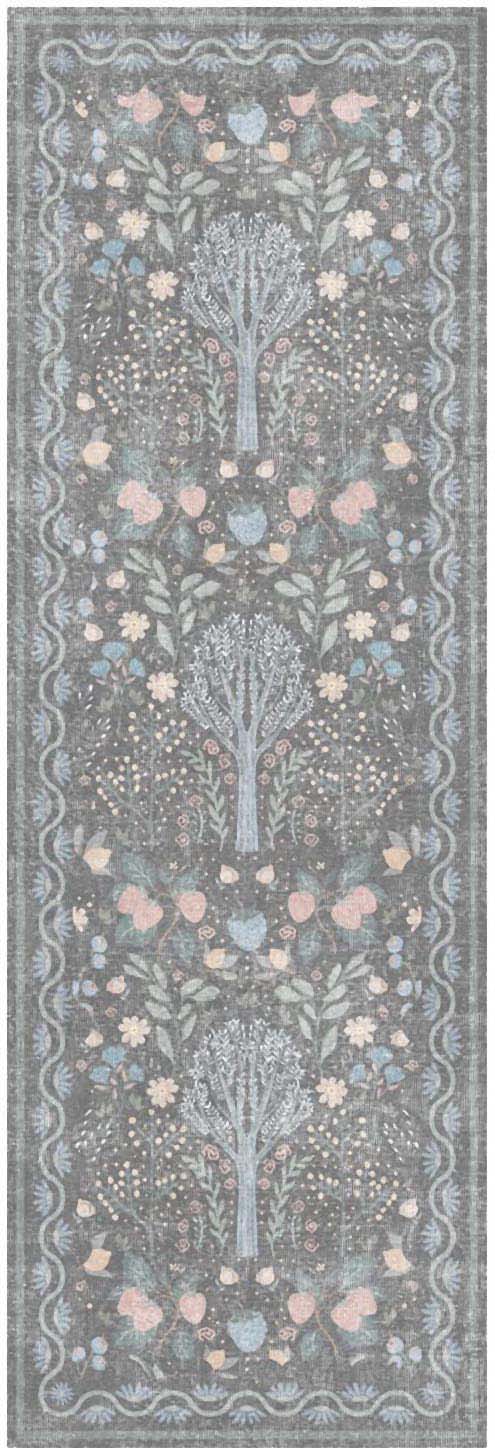 Botanical Washables BOT04 Charcoal Multicolor Rug - Runner