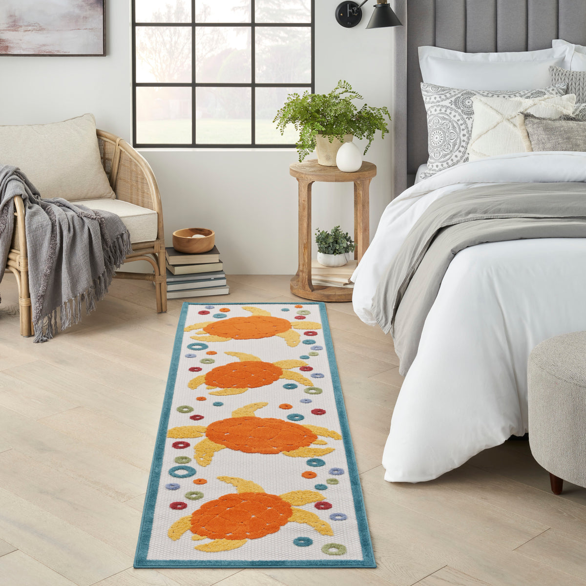 Aloha ALH27 Teal Multicolor Rug - room scene