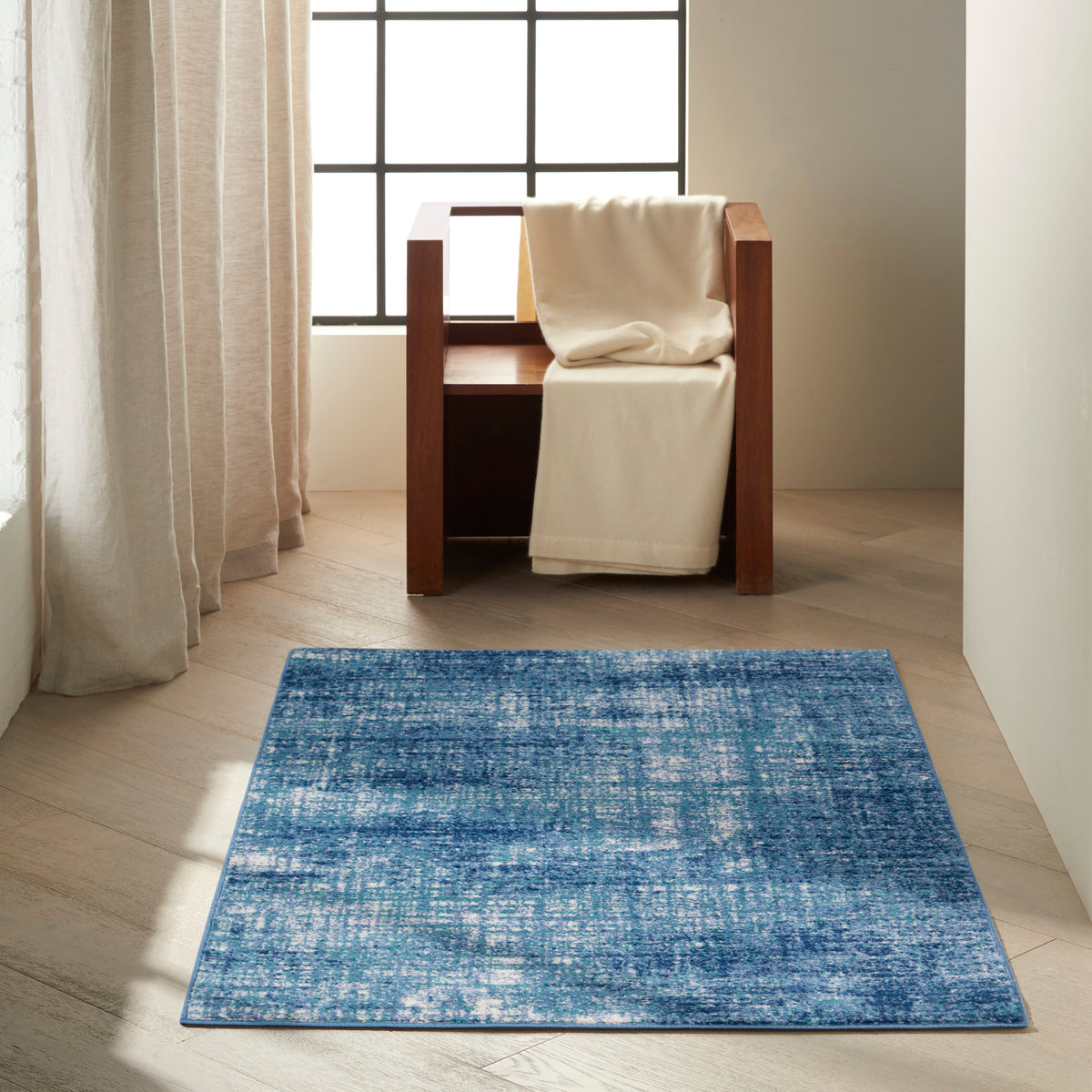 River Flow RFV02 Teal Ivory Blue Rug - room scene