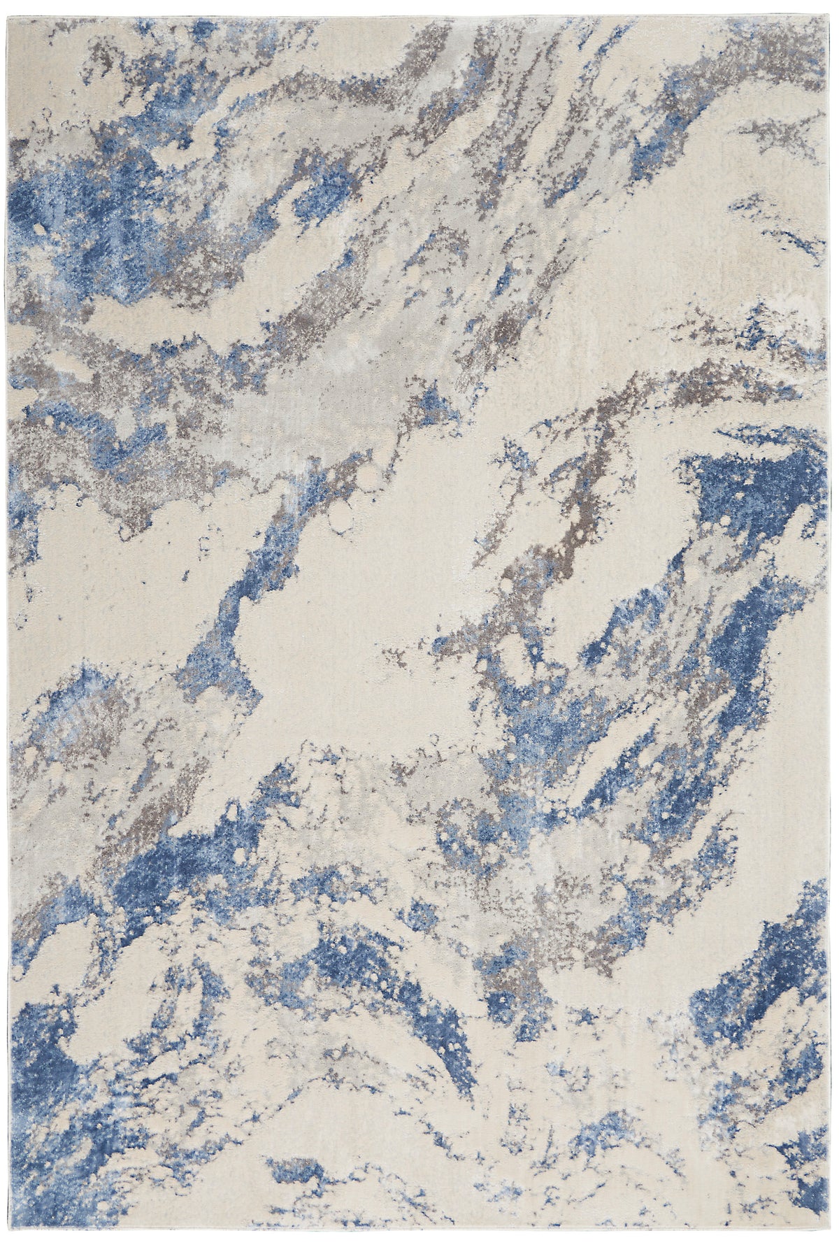 Silky Textures SLY03 Blue Ivory Grey Rug - Rectangle