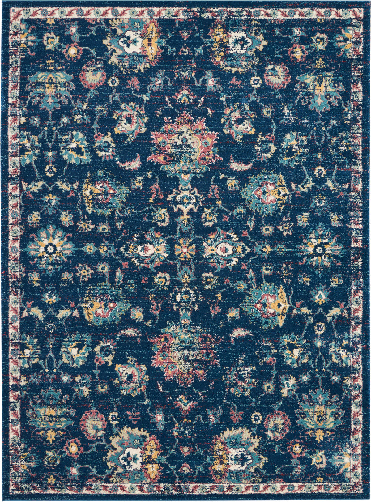 Fusion FSS15 Navy Pink Rug - Rectangle