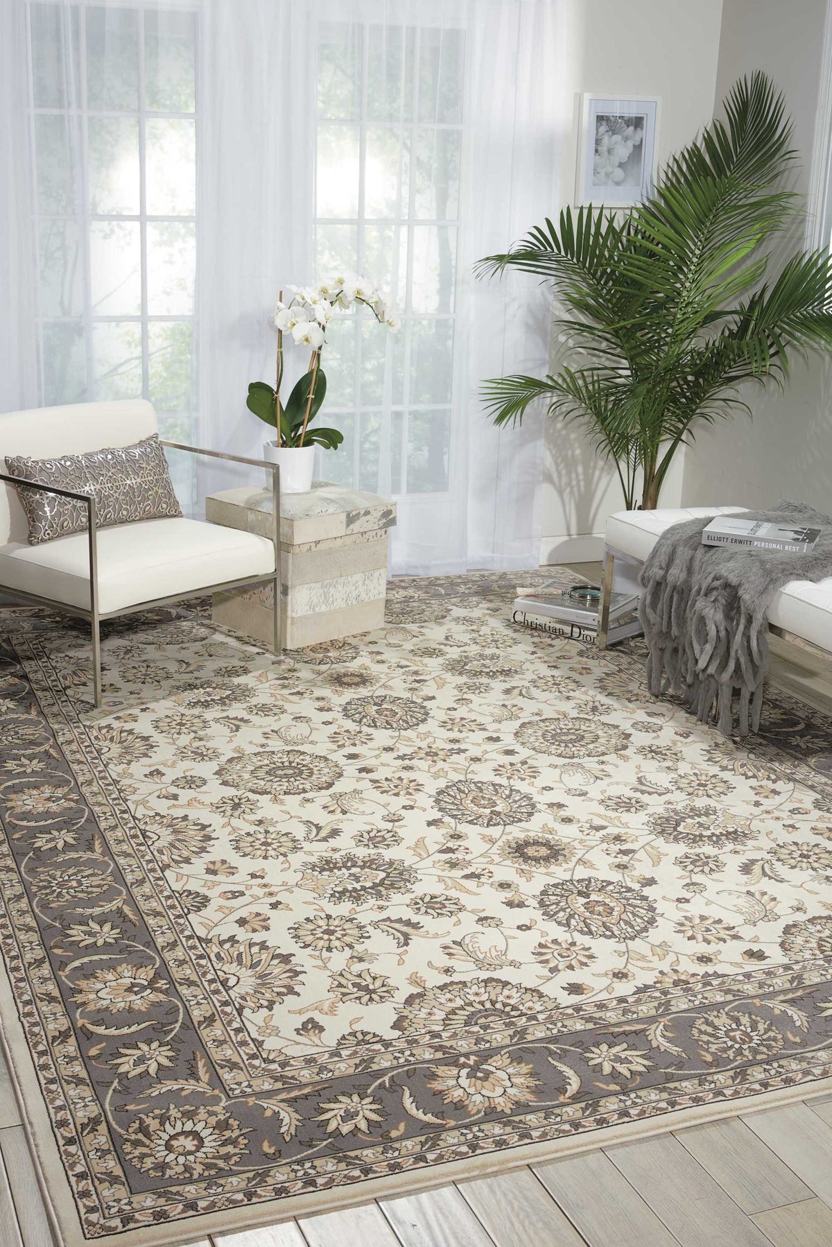 Persian Crown PC002 Ivory Grey Rug - room scene