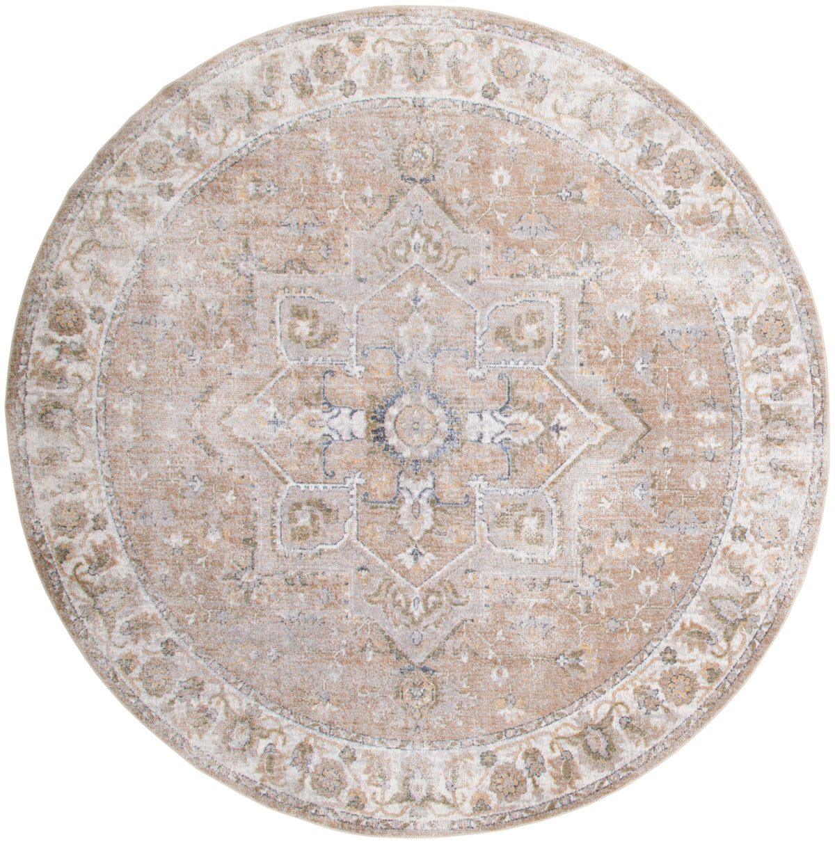 Astra Machine Washable ASW12 Beige Rug - Round