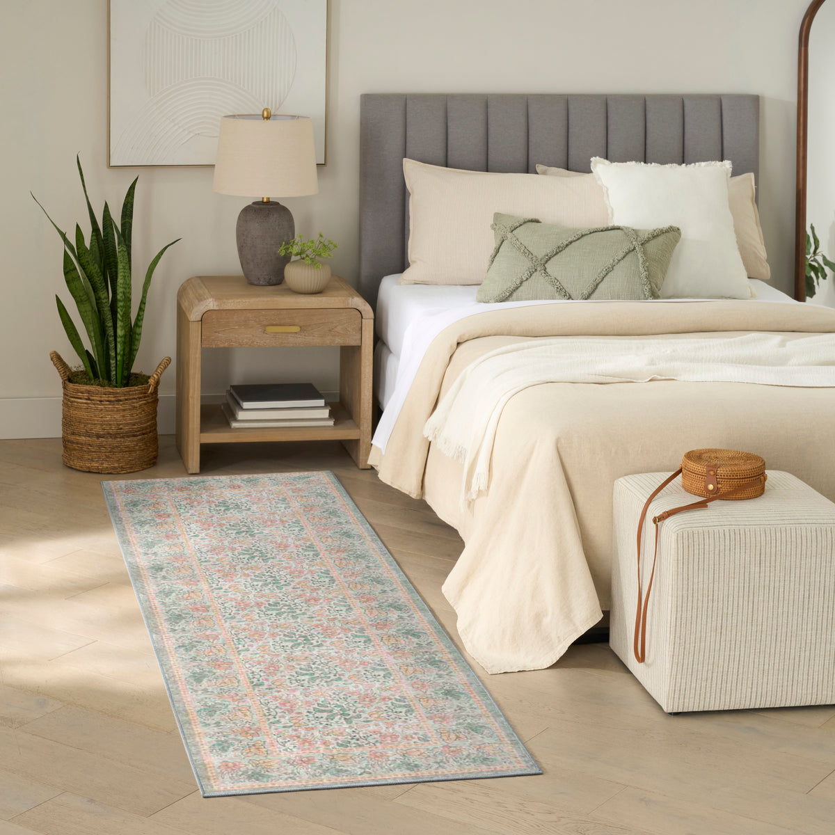 Botanical Washables BOT03 Green Multicolor Rug - room scene