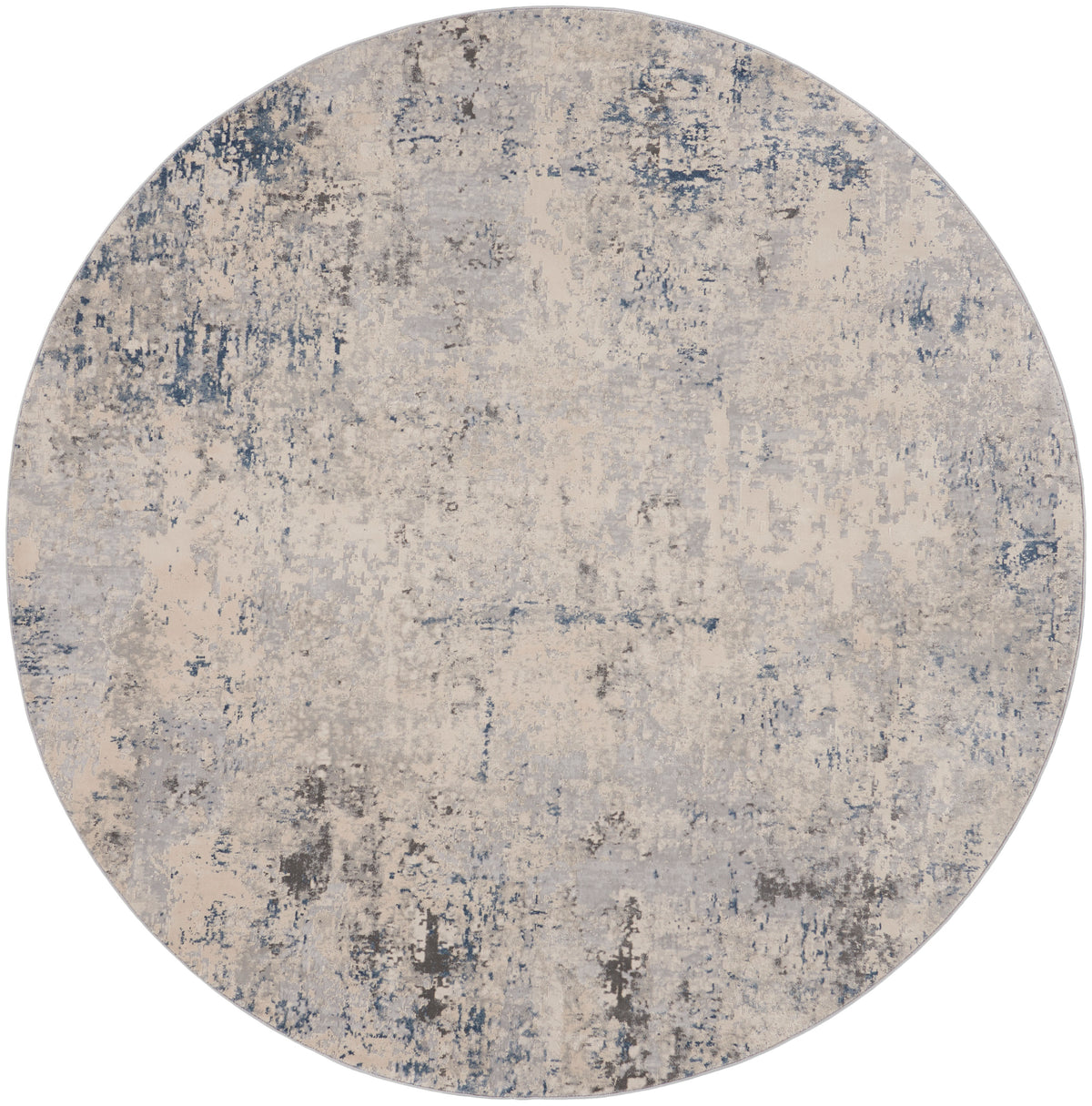 Rustic Textures RUS07 Ivory Grey Blue Rug - Round