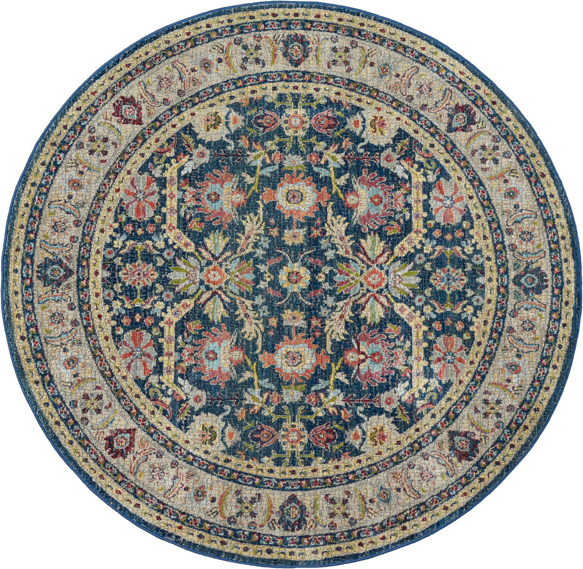 Ankara Global ANR13 Navy Multicolor Rug - Round