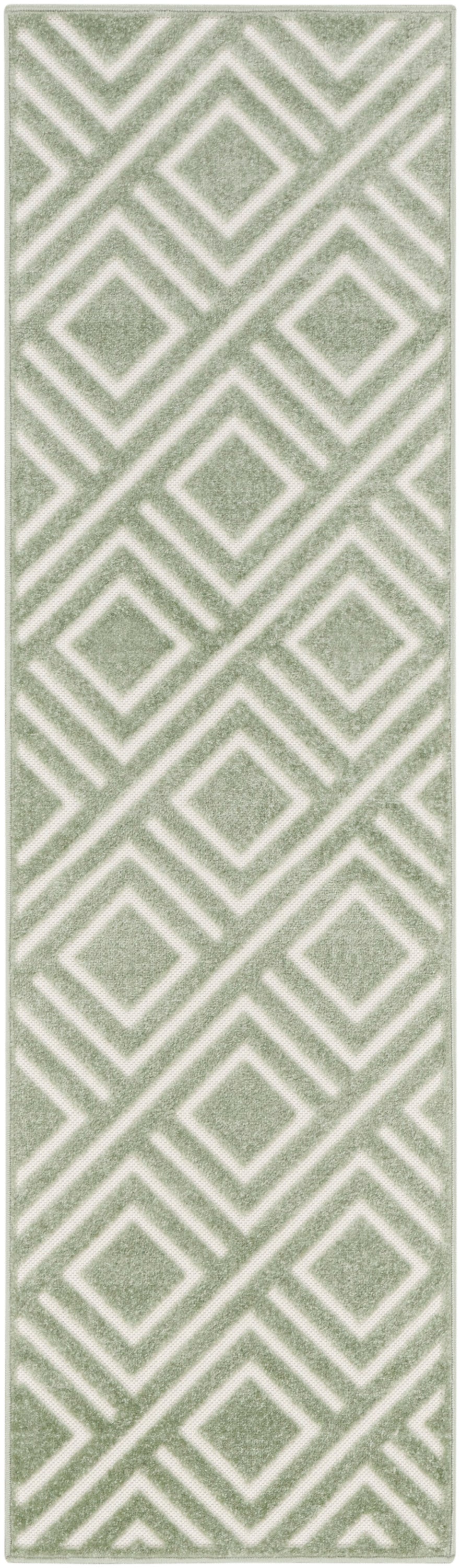 Care Free CAF03 Green Rug - Runner
