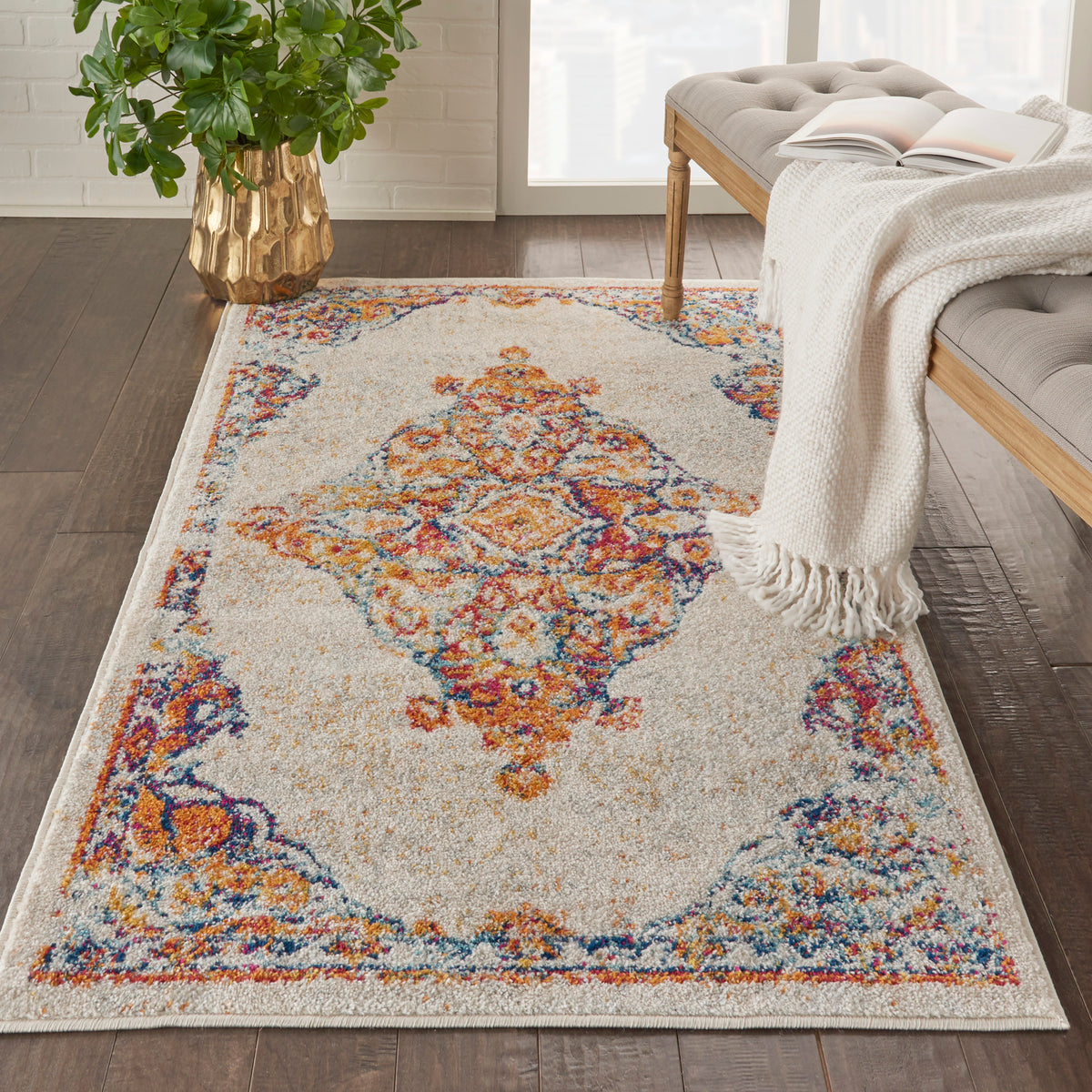 Persian Vintage PRV02 Ivory Multicolor Rug - room scene