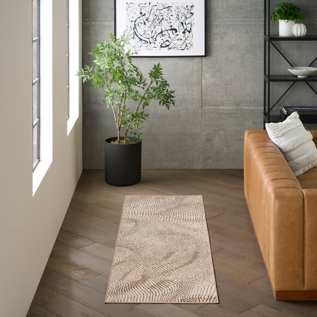 Central Park West CEP01 Beige Brown Rug - room scene