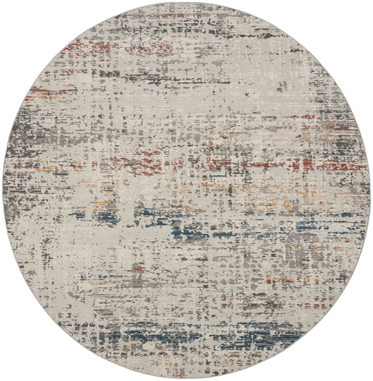 Rustic Textures RUS14 Light Grey Multi Rug - Round