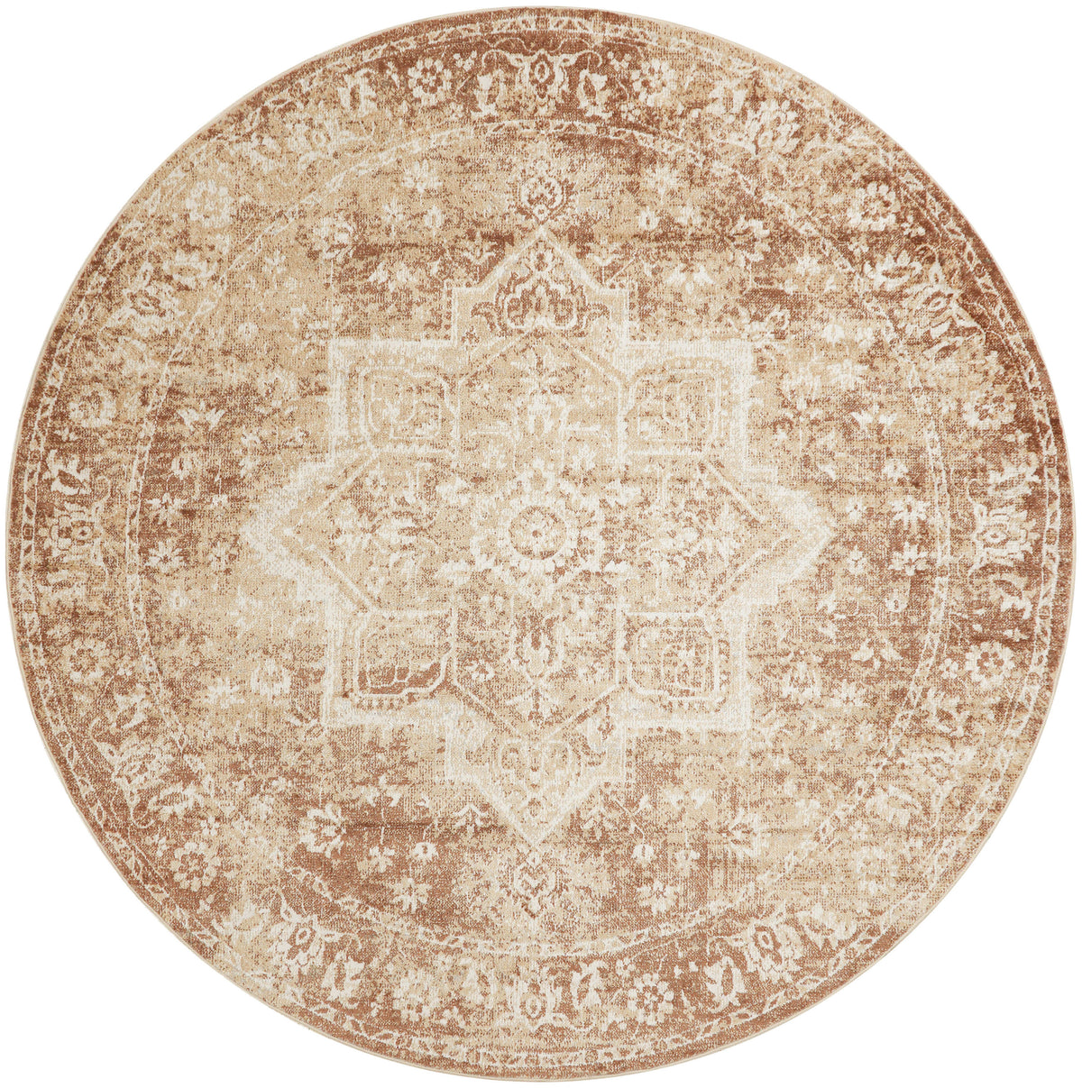 Astra Machine Washable ASW12 Rust Rug - Round