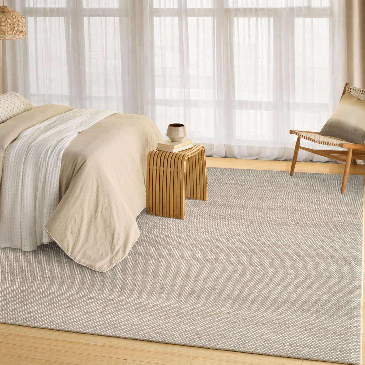 Pure Rows ROW01 Ivory Grey Rug - room scene