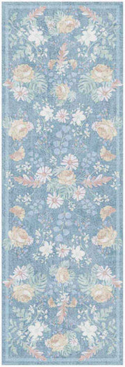 Botanical Washables BOT02 Blue Multicolor Rug - Runner