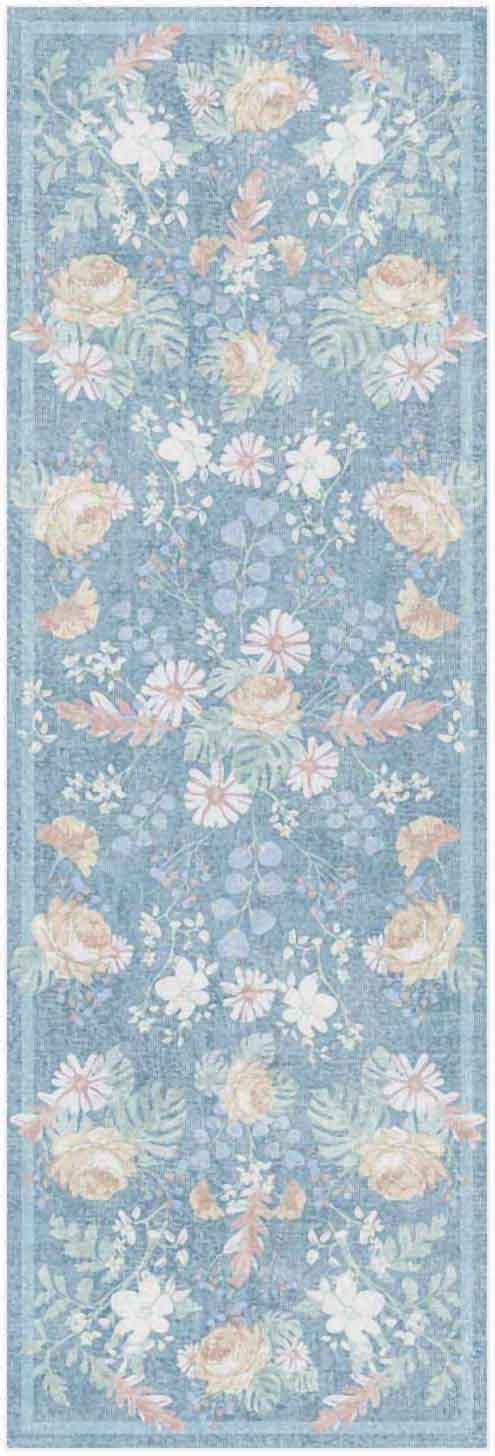 Botanical Washables BOT02 Blue Multicolor Rug - Runner