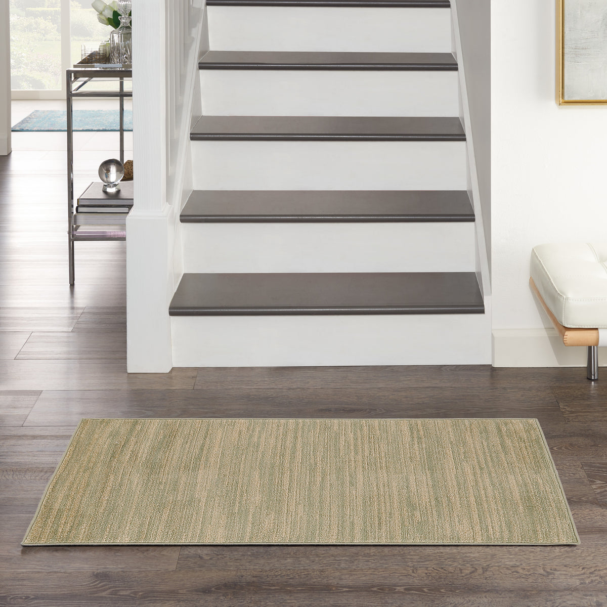 Nourison Essentials NRE01 Green Gold Rug - room scene