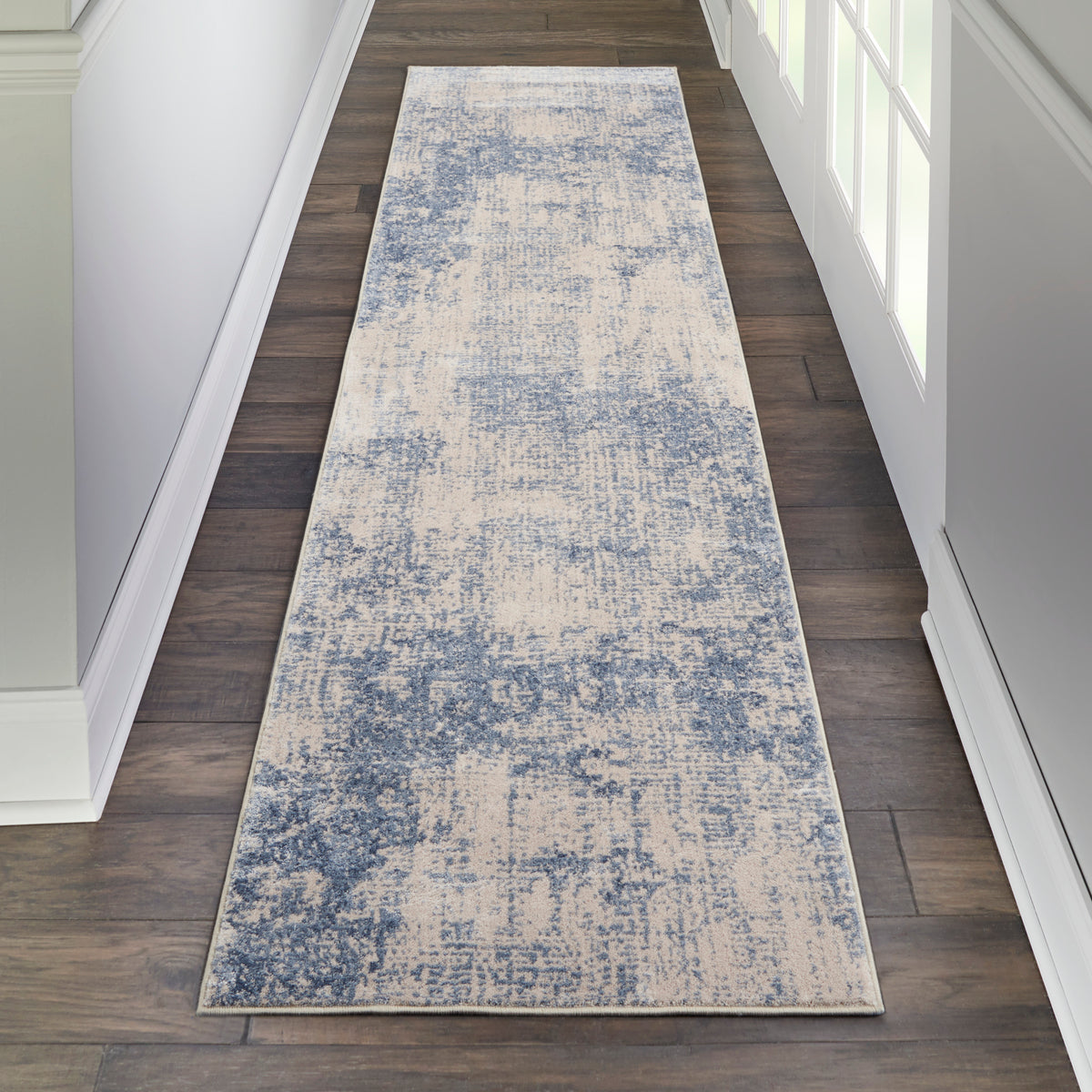 Silky Textures SLY01 Ivory Blue Rug - room scene