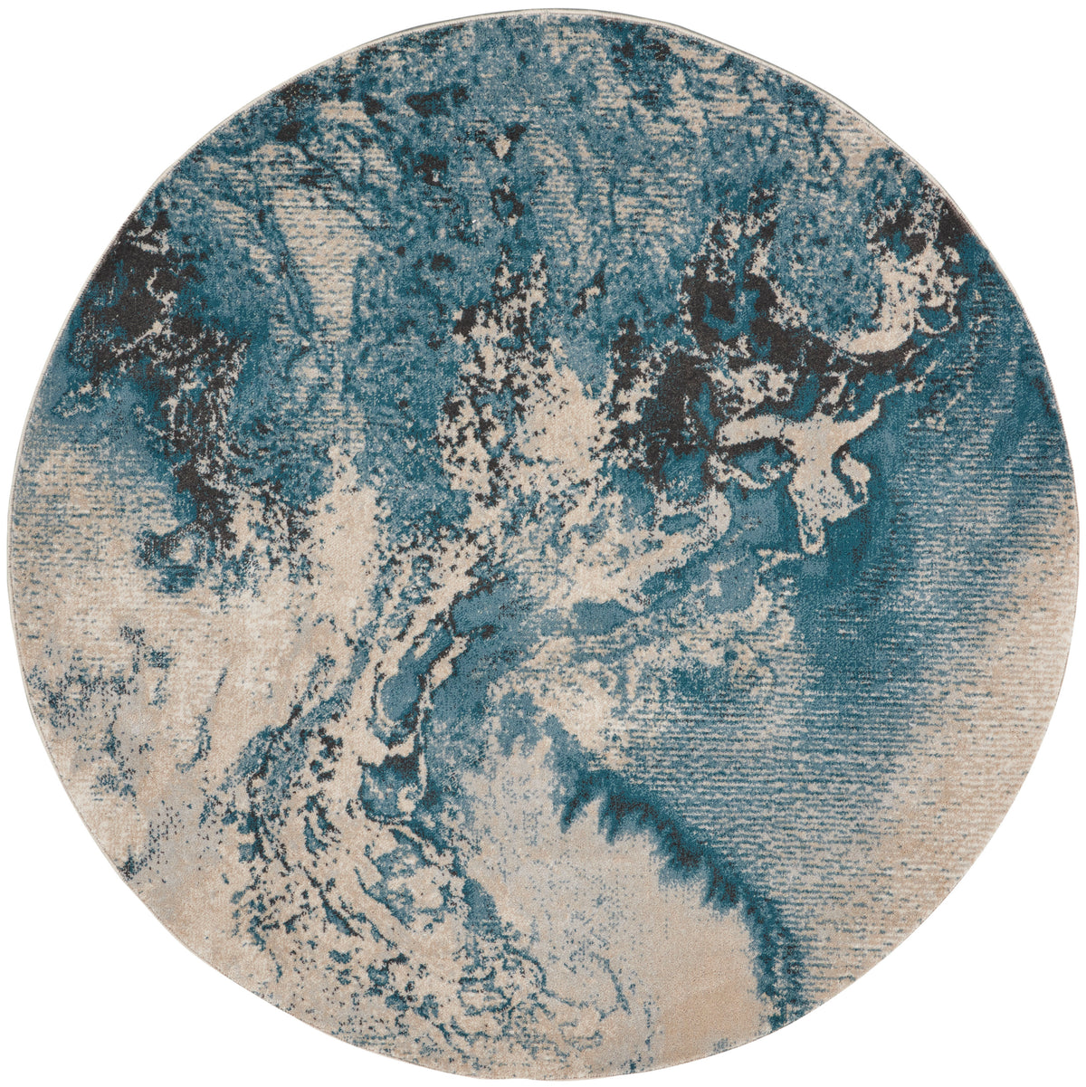 Maxell MAE08 Ivory Teal Rug - Round