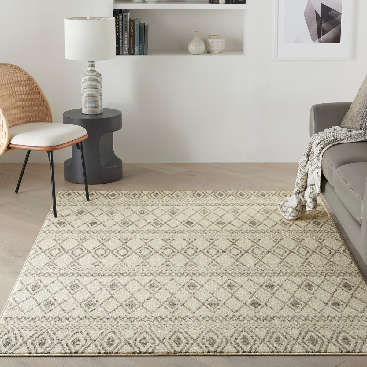 Passion PSN41 Ivory Grey Rug - room scene