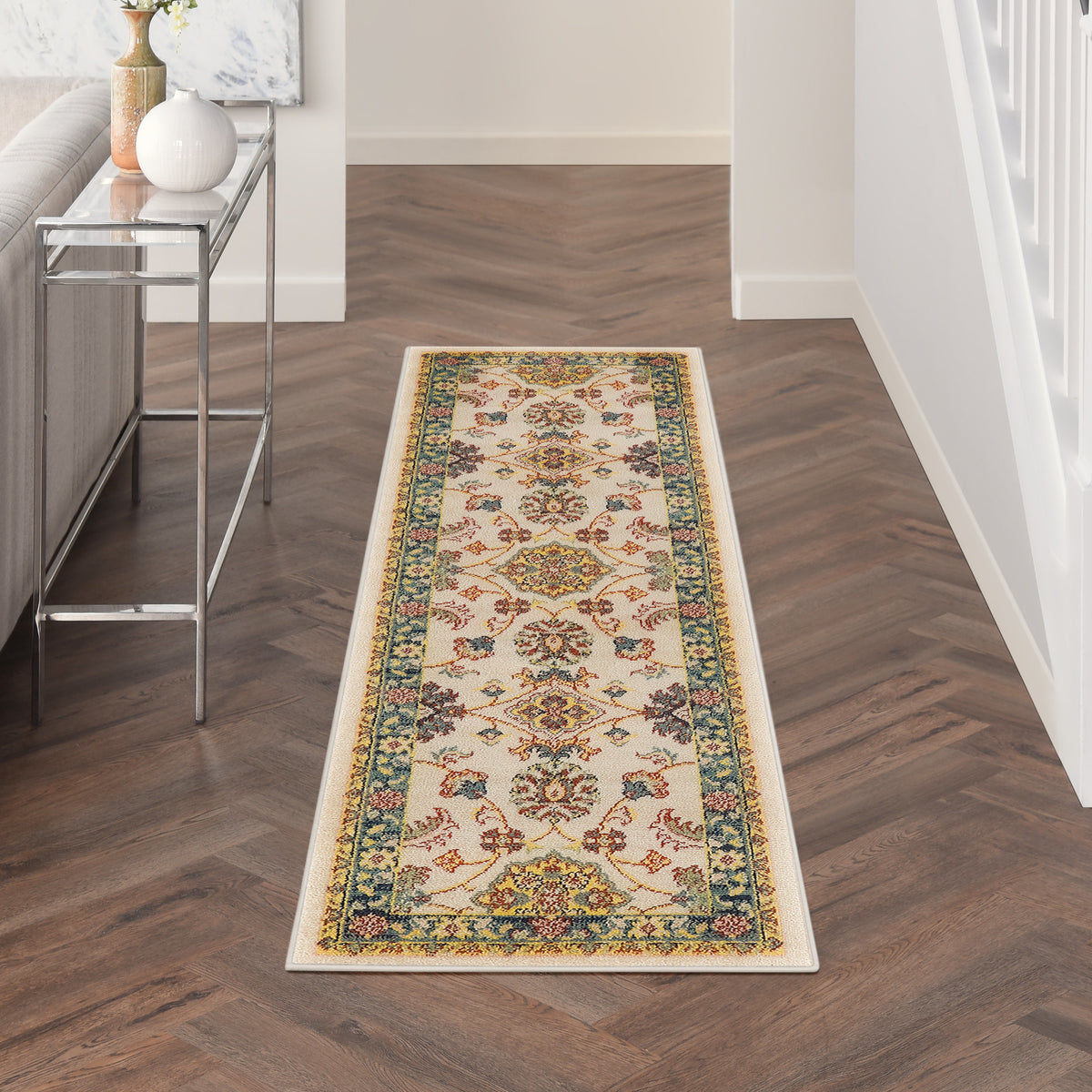 Nourison Essentials NRE05 Ivory Gold Rug - room scene