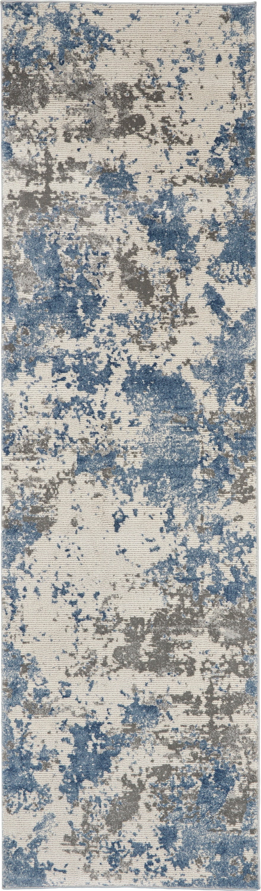 Rustic Textures RUS08 Grey Blue Rug - Runner